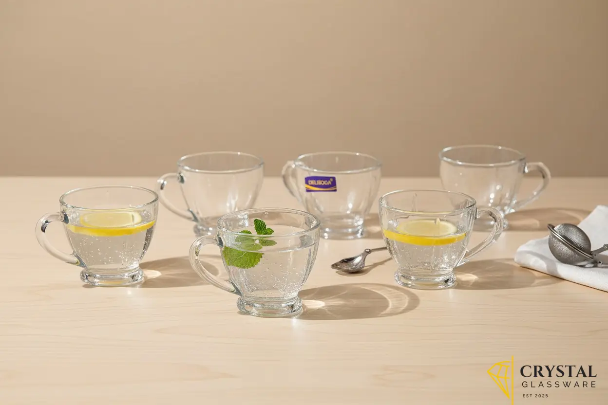 Delisoga Set of 6 Clear Glass Tea Mugs 